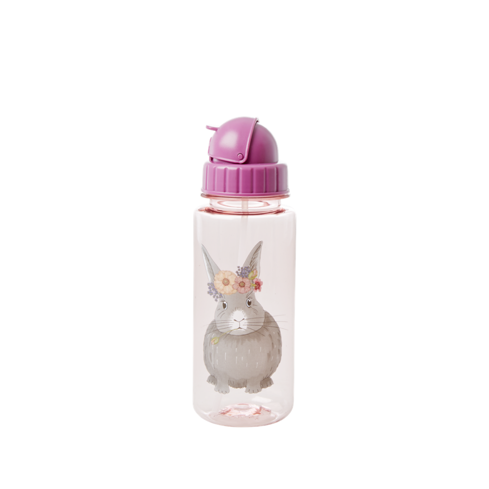 Pink With Rabbit Print Kids Water Bottle By Rice DK